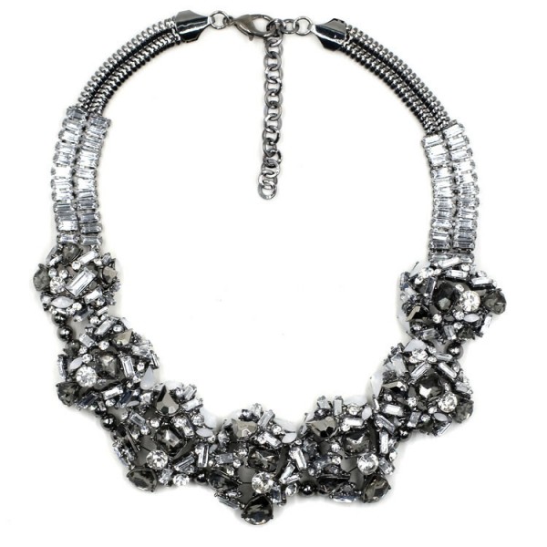 Crystal Metallic Stone Confection Statement Necklace 